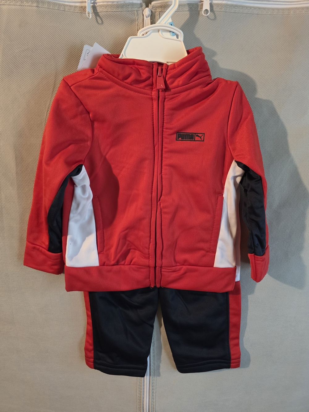 Puma Red Black and White Infant Matching Tracksuit